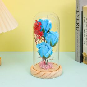 Yongsheng Soap Flower Bouquet Glass Cover (Option: Lake Blue)