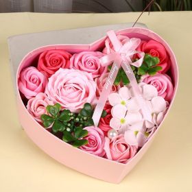 Creative New Soap Flower Heart-shaped Gift Box Valentine's Day Christmas Creative Birthday Gift (Option: Pink-210mmx180mmx85mm)