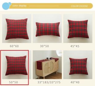 Polyester Cotton Christmas Red And Green Checkered Pillowcase Cover (Option: Red And Green Plaids-50x50cm)