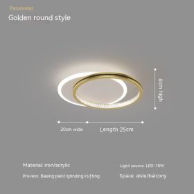 Modern Led Ceiling Light Bedroom Aisle (Option: Golden Circle-Three Colors)