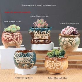 Succulent Bonsai Braised Purple Sand Simple Small Flower Pot (Option: 023 5 New Small Pots-Ceramic Medium)