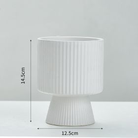 Ceramic Nordic Creative Striped Ceramic Flower Pot (Option: B White)