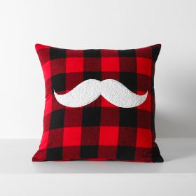 Christmas Red Black Plaid Embroidered Cushion Cushion Cover Without Core (Option: Picture Color-Christmas Beard 45 X45cm)