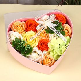 Creative New Soap Flower Heart-shaped Gift Box Valentine's Day Christmas Creative Birthday Gift (Option: Yellow-210mmx180mmx85mm)