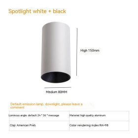 Thigh High Anti-glare Punch Free Ceiling Living Room Aisle Surface Mounted Spotlight (Option: 7w White Light 5700k-White And Black)