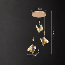 Butterfly Chandelier Bedside Enamelled Dining Hall Staircase (Option: Colorful 3head disc-Neutral light)