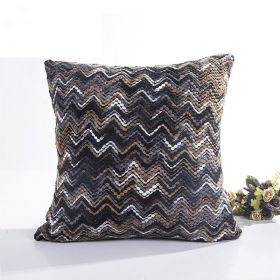 Blended Wool Stripes Knitted Cushion Cover Without Core (Option: Black-45x45cm)