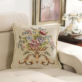 Light Luxury Flower Curled Chenille Pillow Home (Option: Beige-48x48cm Pillow)