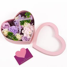 Creative New Soap Flower Heart-shaped Gift Box Valentine's Day Christmas Creative Birthday Gift (Option: Charming Purple-210mmx180mmx85mm)