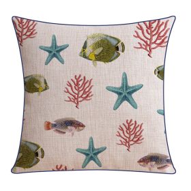 Classical Style Seaweed Starfish Pillow Thick Cotton Linen Sofa Cushion Cover (Option: XH0081-45X45cm Without Core)