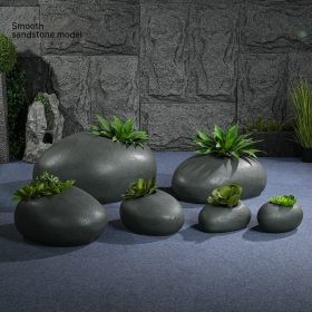 Outdoor Simplicity Indoor GRP Flowerpot Ornaments (Option: Glossy Sandstone Color-Length 40 Width 30 Height 19CM)