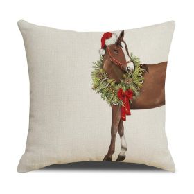 Christmas White Animal Printed Pillowcase (Option: XPBZT021F3-45x45cm Linen Without Pillow)