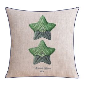 Classical Style Seaweed Starfish Pillow Thick Cotton Linen Sofa Cushion Cover (Option: XH0078-45X45cm Without Core)