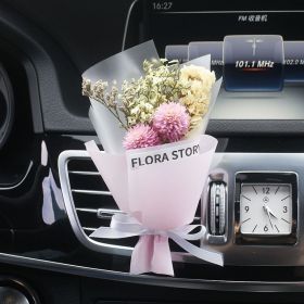 Fashion Creative Dried Flowers Decorative Car Female Motor Air Outlet Fragran (Option: Pink Beauty)