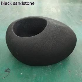 Outdoor Simplicity Indoor GRP Flowerpot Ornaments (Option: Black Sandstone Color-Length 40 Width 30 Height 19CM)