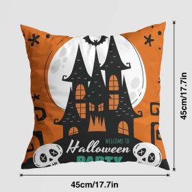 Halloween Pumpkin Castle Pillow Cover (Option: 45x45cm-U001 Without Pillow Core)