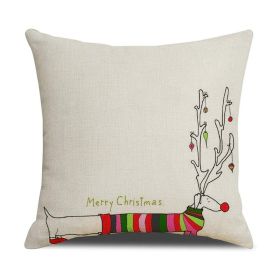 Christmas White Animal Printed Pillowcase (Option: XPBZT021F06-45x45cm Linen Without Pillow)