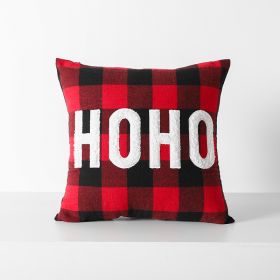 Christmas Red Black Plaid Embroidered Cushion Cushion Cover Without Core (Option: Picture Color-HOHO45x45cm)