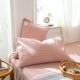 Pastoral Style Full Cotton Pillowcase (Option: Cardamom Pink-48x74cm)