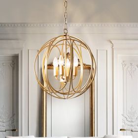 American Country Chandelier Creative Gold (Option: With Three Lights-Large 5 Heads)