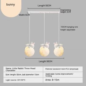 Children's Room Bedroom Bedside Chandelier (Option: Light With Three Colors-Rabbit Three heads)